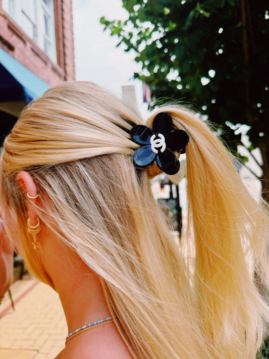 Black - Flower Hair Clip